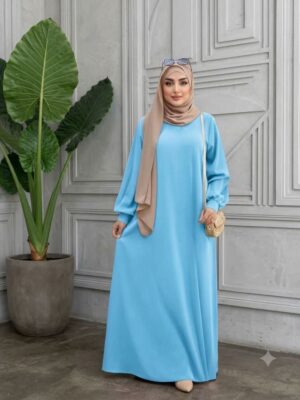مانتو عبایی حانا الیزه آبی پاستیلی تیره