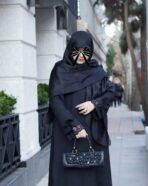 مانتو عبایی ملکا صوفیا شانتون مشکی