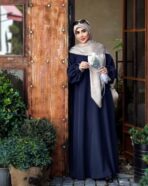 مانتو عبایی درسا الیزه آبی پاستیلی تیره