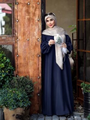 مانتو عبایی درسا الیزه آبی پاستیلی تیره