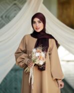 مانتو عبایی درسا الیزه نسکافه ای تیره