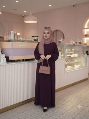مانتو عبایی درسا الیزه بادمجانی