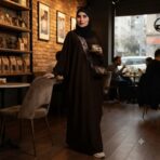 مانتو عبایی الهه الیزه قهوه ای
