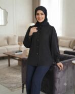 شومیز مانتویی یکتا الیزه مشکی ساده