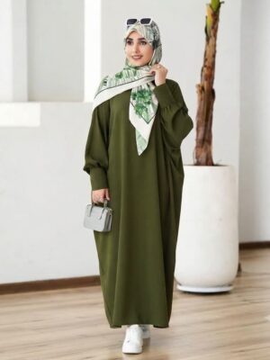 مانتو عبایی الهه الیزه سبز زیتونی