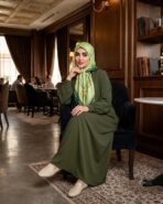 مانتو عبایی حانا الیزه سبز زیتونی