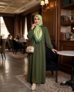 مانتو عبایی حانا الیزه سبز زیتونی