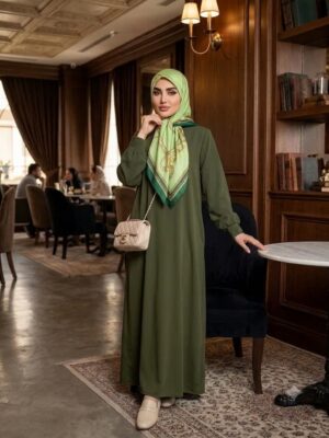 مانتو عبایی حانا الیزه سبز زیتونی