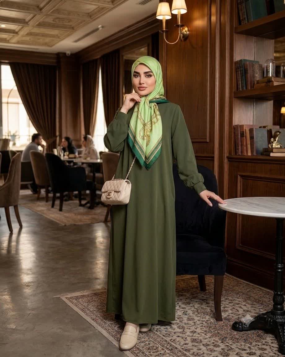 مانتو عبایی حانا الیزه سبز زیتونی مانتو عبایی حانا الیزه سبز زیتونی