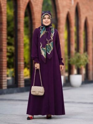 مانتو عبایی حسنا الیزه بادمجانی