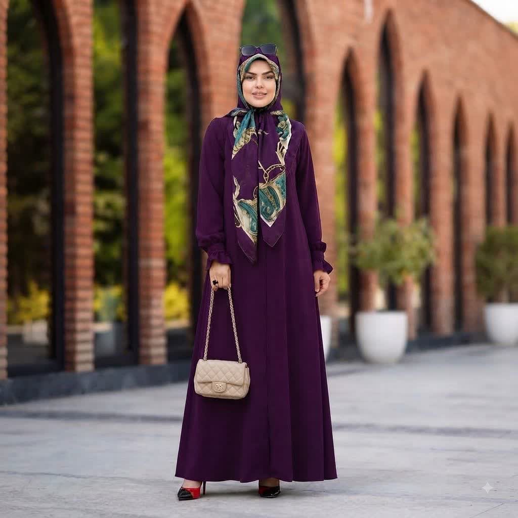 مانتو عبایی حسنا الیزه بادمجانی