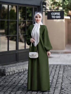 مانتو عبایی درسا الیزه سبز زیتونی