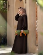 مانتو عبایی درسا الیزه قهوه ای