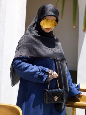 مانتو عبایی ملکا صوفیا شانتون سورمه ای