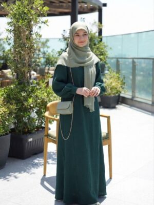 مانتو عبایی نوجوان حانا صوفیا شانتون سبز کله غازی