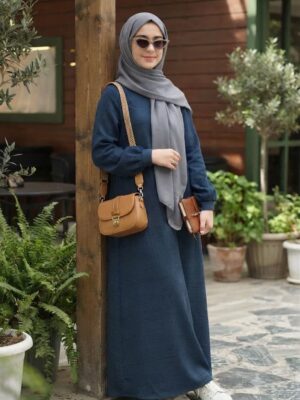 مانتو عبایی نوجوان حانا صوفیا شانتون سورمه ای